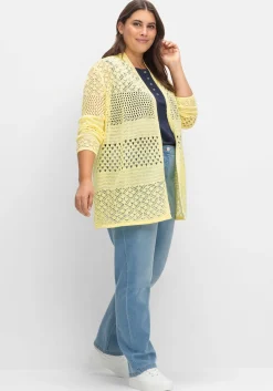Strickjacke mit Ajourmuster, in offener Form<sheego Fashion