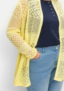 Strickjacke mit Ajourmuster, in offener Form<sheego Fashion