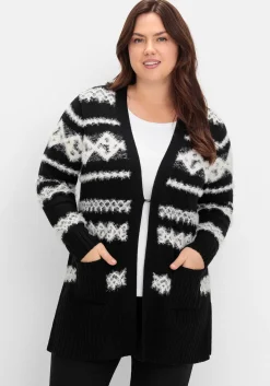 Strickjacke mit Intarsienmuster aus Flauschgarn<sheego Discount