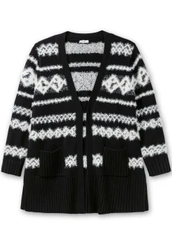 Strickjacke mit Intarsienmuster aus Flauschgarn<sheego Discount