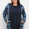 Strickjacke mit Jacquardmuster und Schalkragen<sheego Outlet