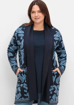Strickjacke mit Jacquardmuster und Schalkragen<sheego Outlet