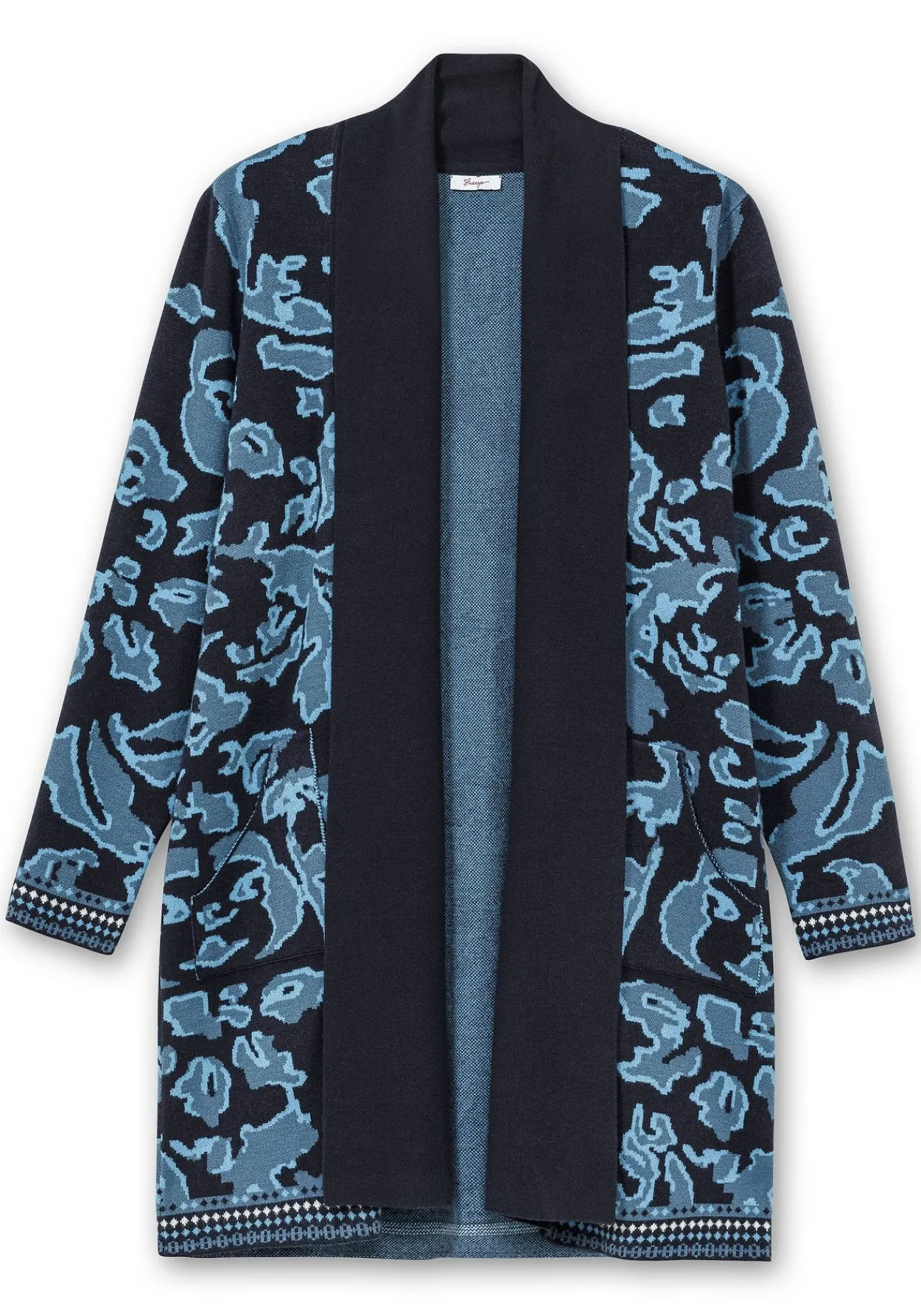 Strickjacke mit Jacquardmuster und Schalkragen<sheego Outlet