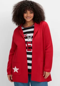 Strickjacke mit Kapuze und Jacquard-Details<sheego Fashion