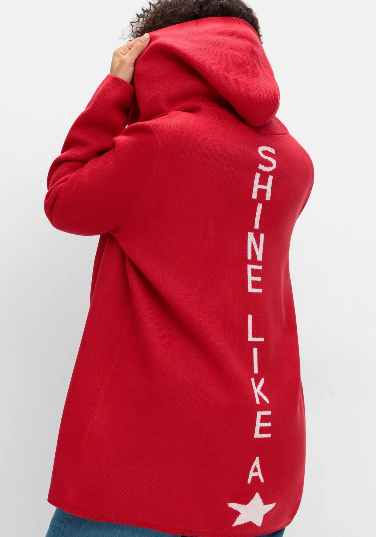 Strickjacke mit Kapuze und Jacquard-Details<sheego Fashion
