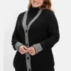 Strickjacke mit Kontrastdetails im Hahnentrittmuster<sheego Sale