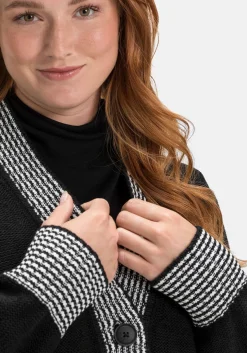 Strickjacke mit Kontrastdetails im Hahnentrittmuster<sheego Sale