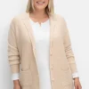 Strickjacke mit Reverskragen und Rippmuster vorn<sheego Hot