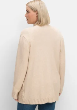 Strickjacke mit Reverskragen und Rippmuster vorn<sheego Hot