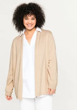 Strickjacke mit schmalem Schalkragen, offene Form<sheego Hot