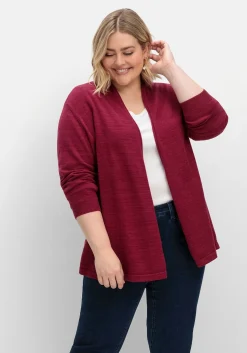 Strickjacke mit schmalem Schalkragen, offene Form<sheego Discount
