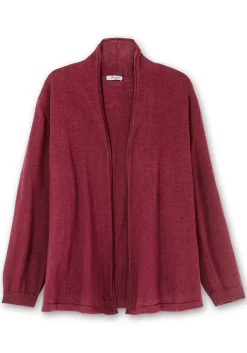 Strickjacke mit schmalem Schalkragen, offene Form<sheego Discount