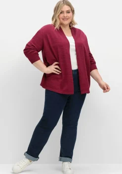 Strickjacke mit schmalem Schalkragen, offene Form<sheego Discount
