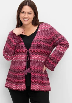 Strickjacke mit Trompetenärmeln, im Zickzackmuster<sheego Best