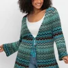Strickjacke mit Trompetenärmeln, im Zickzackmuster<sheego Clearance
