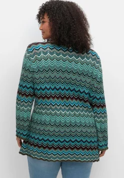 Strickjacke mit Trompetenärmeln, im Zickzackmuster<sheego Clearance