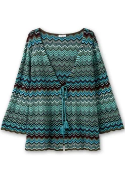 Strickjacke mit Trompetenärmeln, im Zickzackmuster<sheego Clearance