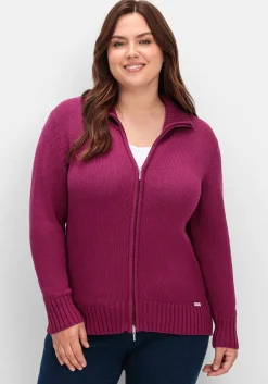Strickjacke mit Troyerkragen und 2-Wege-Zipper<sheego New