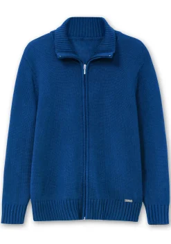 Strickjacke mit Troyerkragen und 2-Wege-Zipper<sheego Fashion