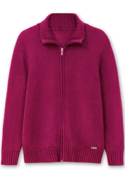 Strickjacke mit Troyerkragen und 2-Wege-Zipper<sheego New