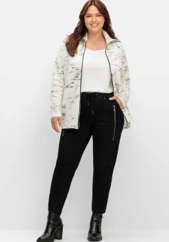 Strickjacke mit Troyerkragen und Reißverschluss<sheego Outlet