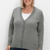 Strickjacke mit V-Ausschnitt und Knöpfen, tailliert<sheego New