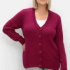 Strickjacke mit V-Ausschnitt und Knöpfen, tailliert<sheego New