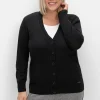 Strickjacke mit V-Ausschnitt und Knöpfen, tailliert<sheego Hot
