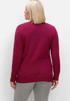 Strickjacke mit V-Ausschnitt und Knöpfen, tailliert<sheego New