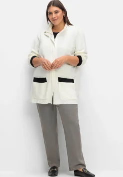Strickjacke mit verdecktem Zipper und Kontrastdetails<sheego Hot