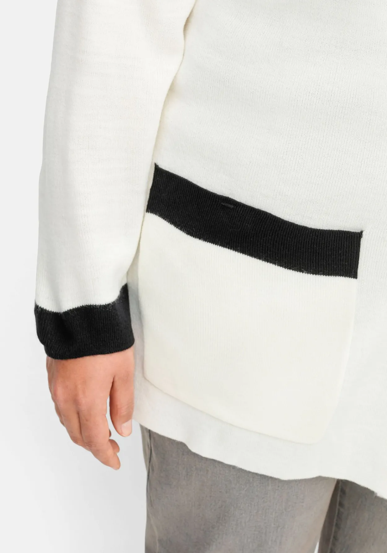Strickjacke mit verdecktem Zipper und Kontrastdetails<sheego Hot