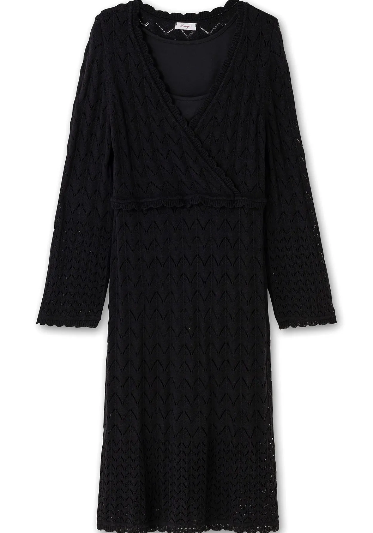 Strickkleid im Ajourmuster und in Wickeloptik<sheego Clearance