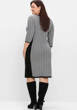Strickkleid im Fischgrätmuster, mit Kontrastdetails<sheego Hot