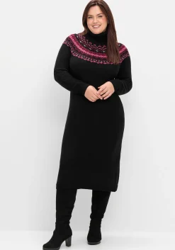 Strickkleid mit Rollkragen und Norwegermuster<sheego Hot