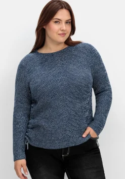 Strickpullover mit Rippmuster und Raffung seitlich<sheego Online