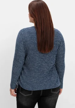 Strickpullover mit Rippmuster und Raffung seitlich<sheego Online