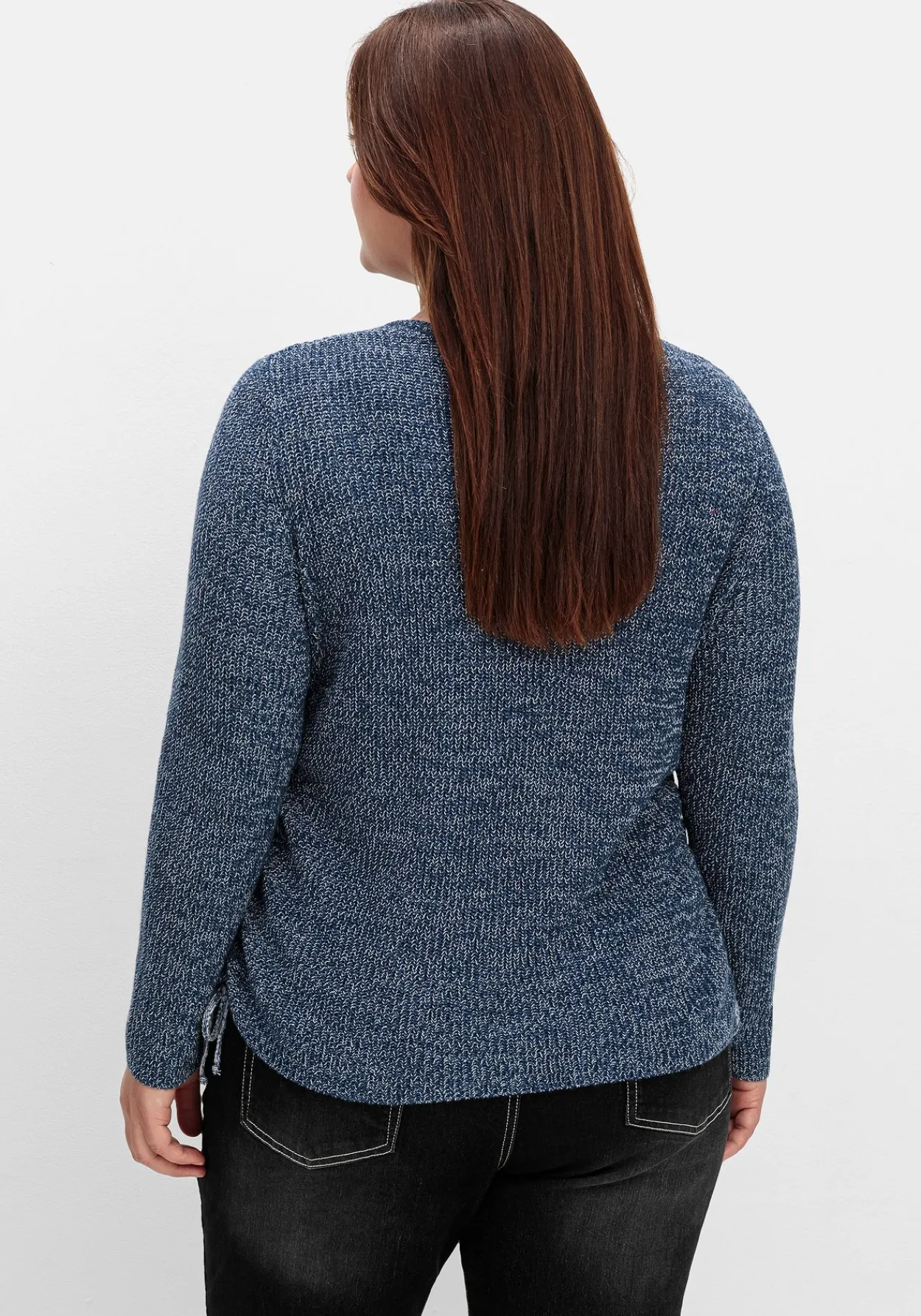 Strickpullover mit Rippmuster und Raffung seitlich<sheego Online