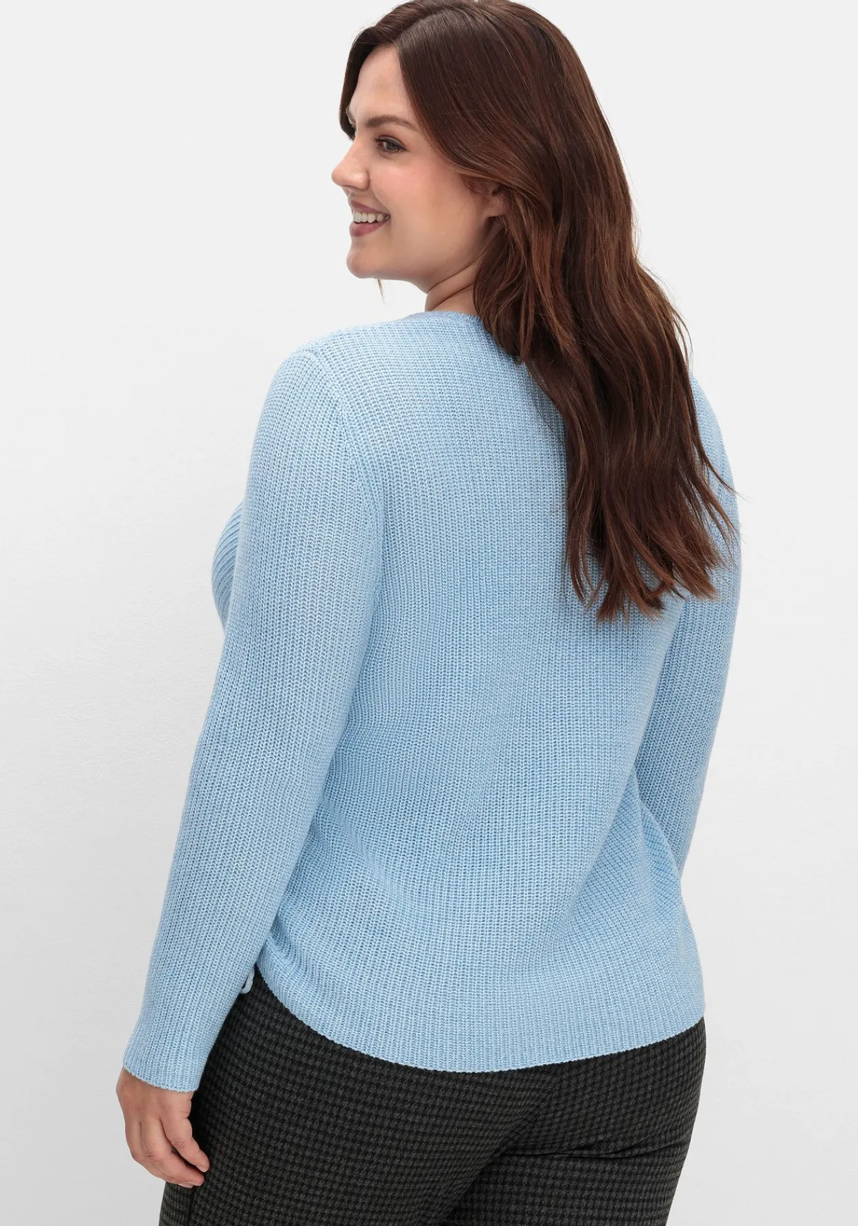 Strickpullover mit Rippmuster und Raffung seitlich<sheego Outlet