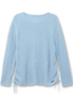 Strickpullover mit Rippmuster und Raffung seitlich<sheego Outlet