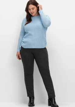 Strickpullover mit Rippmuster und Raffung seitlich<sheego Outlet