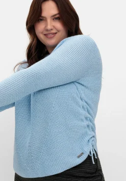 Strickpullover mit Rippmuster und Raffung seitlich<sheego Outlet