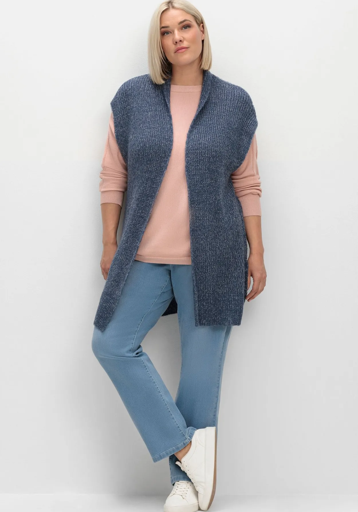 Strickweste in offener Form und melierter Optik<sheego Clearance