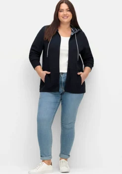 Sweatjacke mit Kapuze, aus Waffelpiqué<sheego Discount