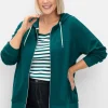 Sweatjacke mit Kapuze und kleinem Brust-Print<sheego Online