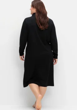Sweatkleid mit weitem Kragen und Seitentaschen<sheego Online