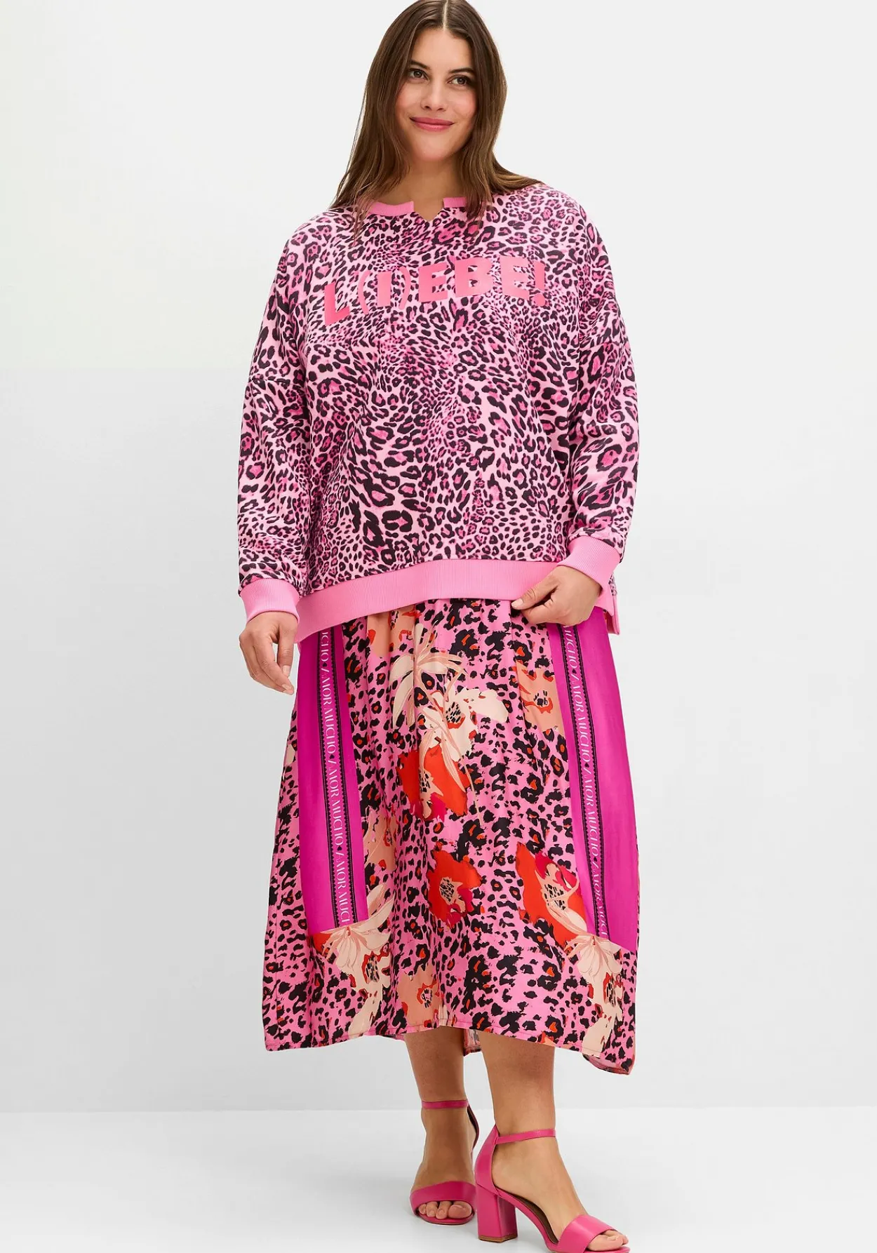 Sweatshirt im Leoprint, mit Frontdruck<sheego loves miss goodlife New