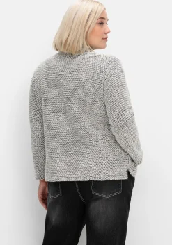 Sweatshirt in Bouclé-Qualität, mit Troyerkragen<sheego Discount