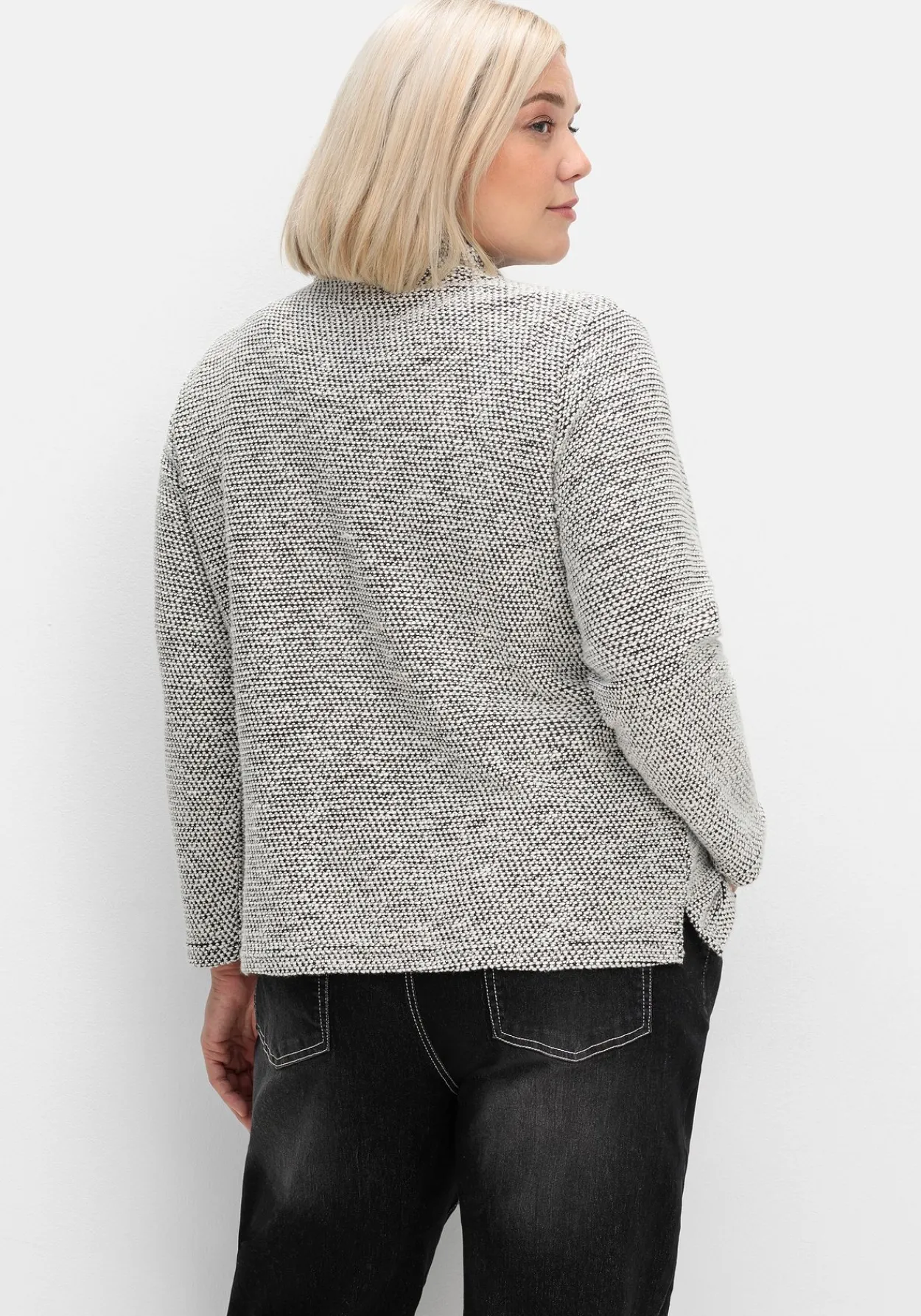 Sweatshirt in Bouclé-Qualität, mit Troyerkragen<sheego Discount