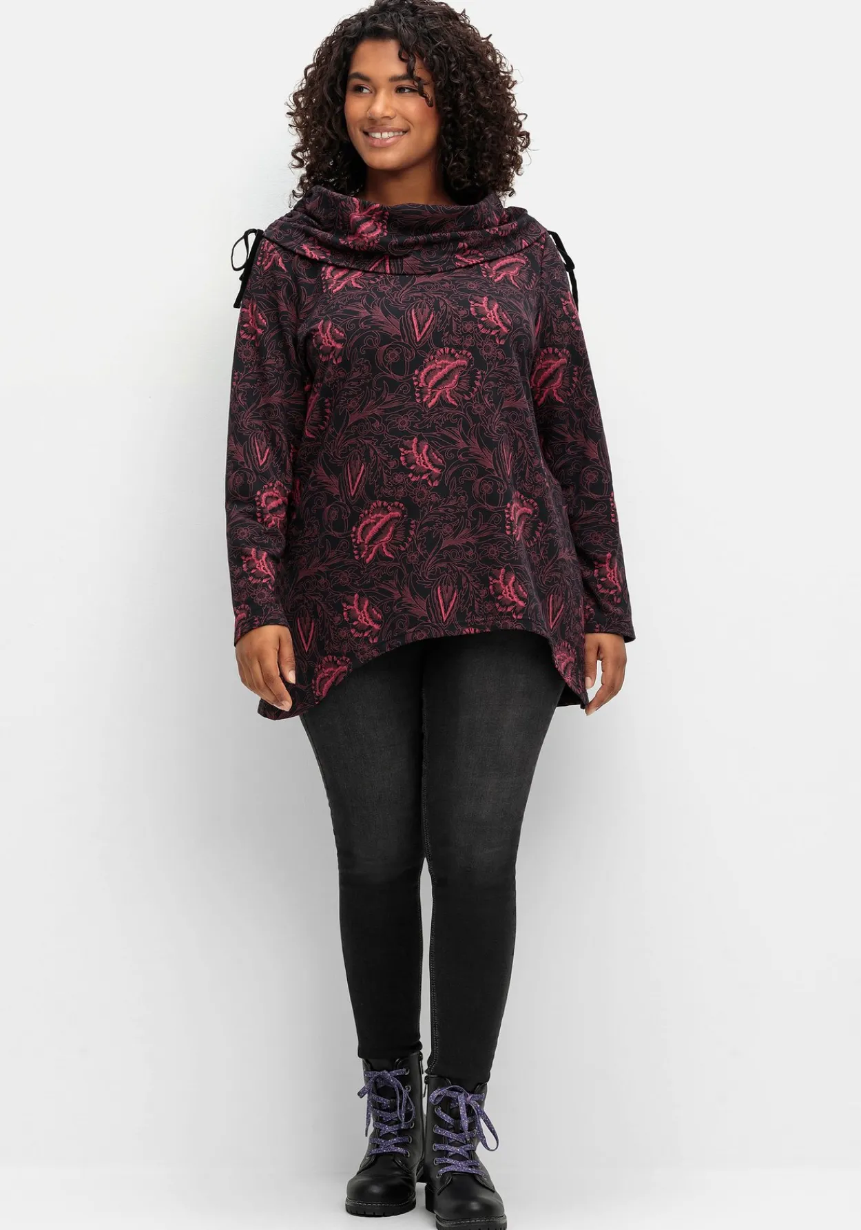 Sweatshirt in Longform mit weitem Kragen<sheego by Joe Browns Fashion