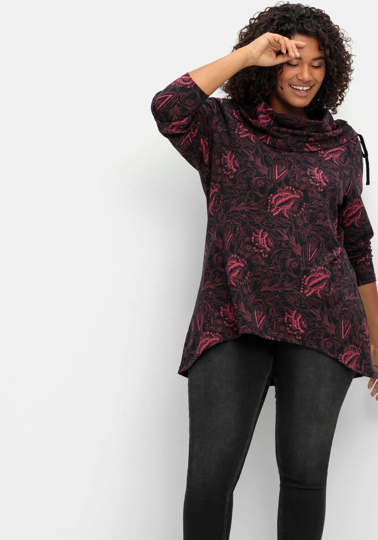 Sweatshirt in Longform mit weitem Kragen<sheego by Joe Browns Fashion